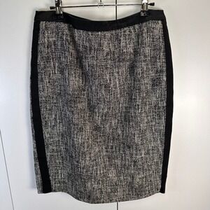 L.K.‎ Bennett London Skirt Tweed Pencil Black Trim Women's Size 8 Quiet Luxury